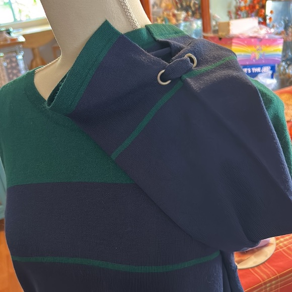 Liz Claiborne Women’s 3/4 Sleeve Pullover Sweater NWT Emerald and Navy Blue - Picture 3 of 10
